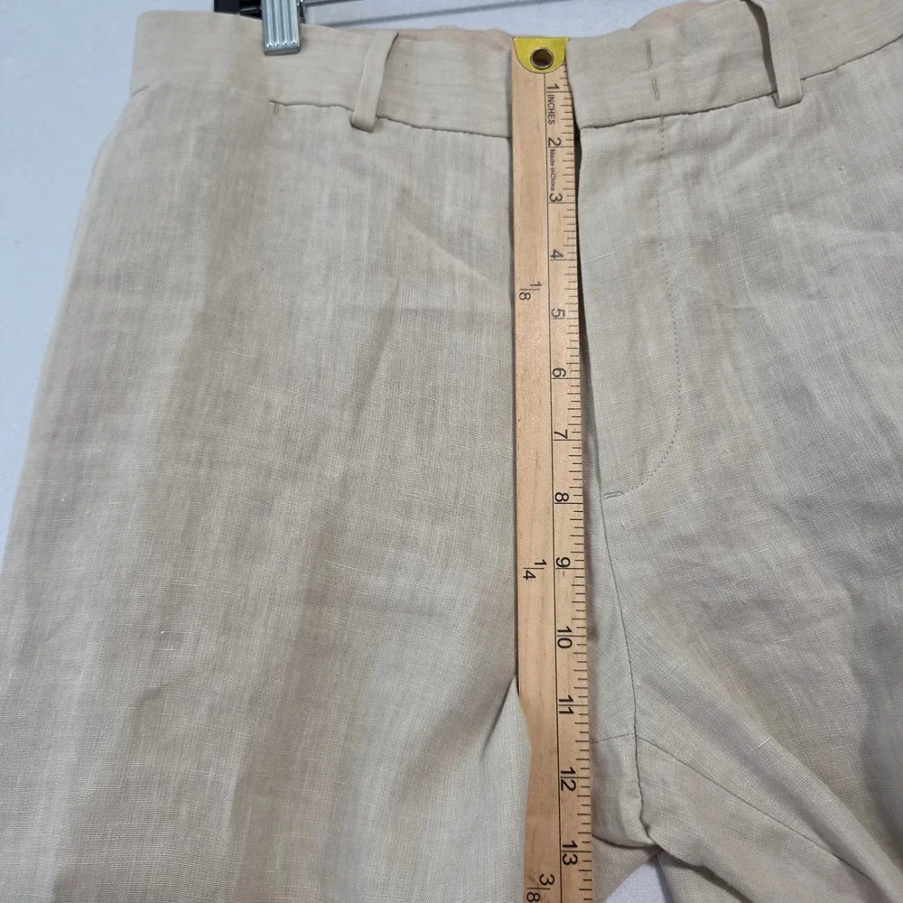 COS Linen Trousers Women 48 Beige Straight Leg Lined Pants Office Preppy Minimal